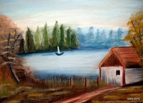Gemälde: Haus am See (1)
