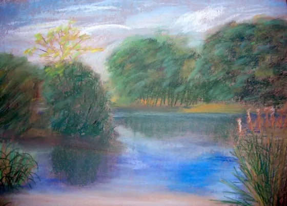 Gemälde: Am Teich in Waltersdorf