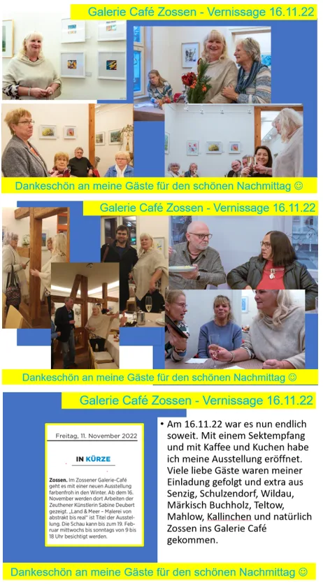Fotocollage von der Vernissage im Galerie Café Zossen